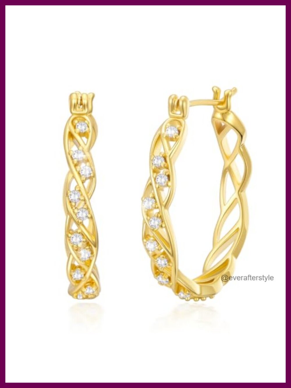 14K Gold Plated Huggie Hoop Earrings 25mm Hypoallergenic CZ for Women